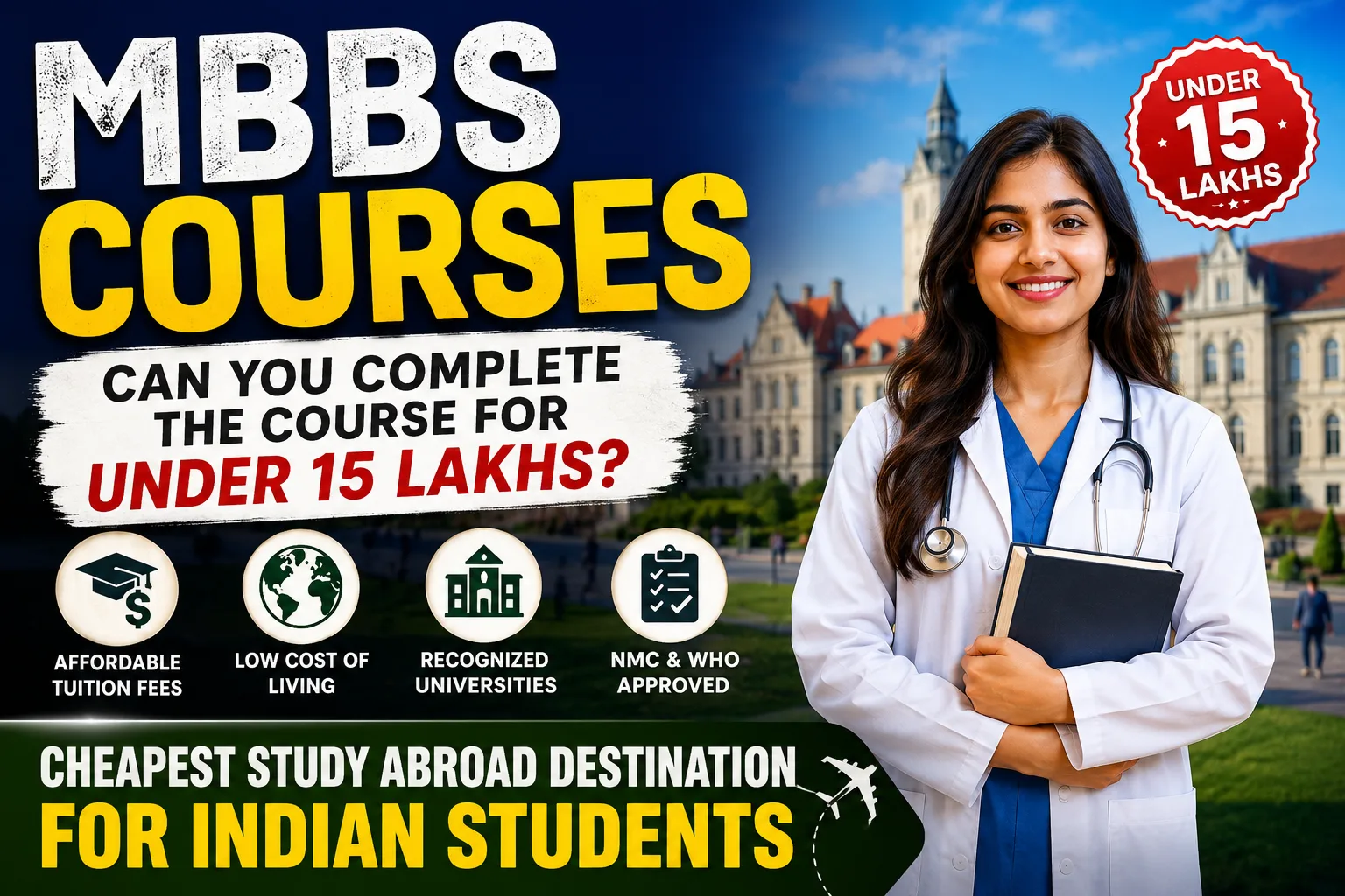 Courses in MBBS - Can You Complete the Course for Under 15 Lakhs? Cheapest Study Abroad Destination for Indian Students